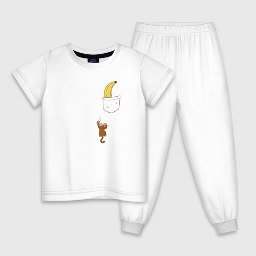 Детская пижама хлопок В Карман за бананом, цвет белый