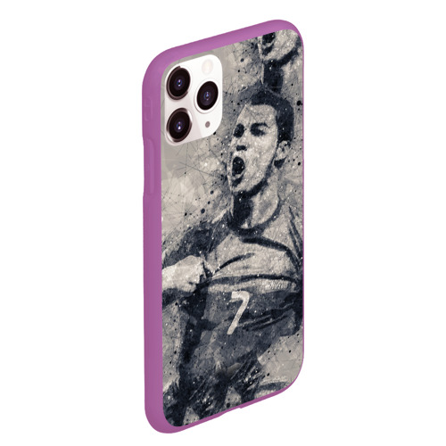Чехол для iPhone 11 Pro Max матовый Криштиану Роналду арт, цвет фиолетовый - фото 3