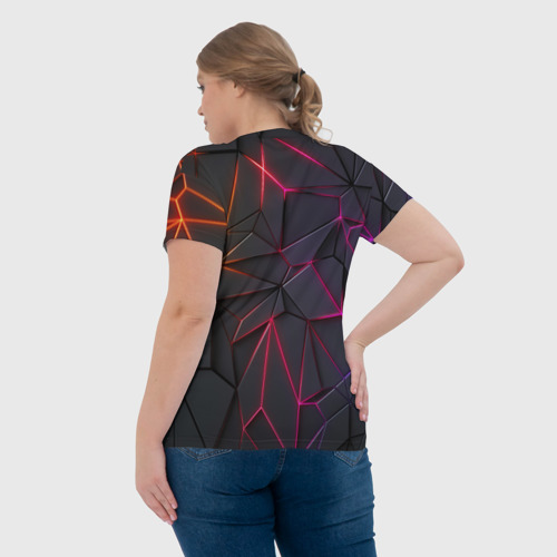 Женская футболка 3D с принтом Rgb линии, вид сзади #2