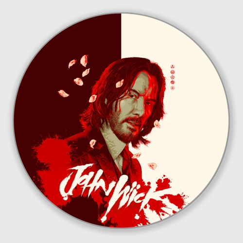 Круглый коврик для мышки John Wick Sakura petals