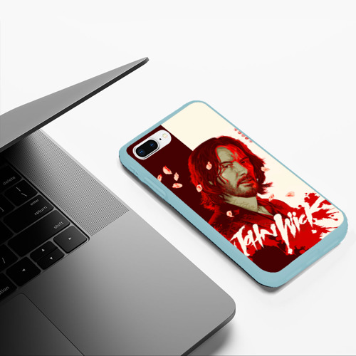 Чехол для iPhone 7Plus/8 Plus матовый John Wick Sakura petals, цвет мятный - фото 5