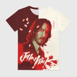Женская футболка 3D John Wick Sakura petals