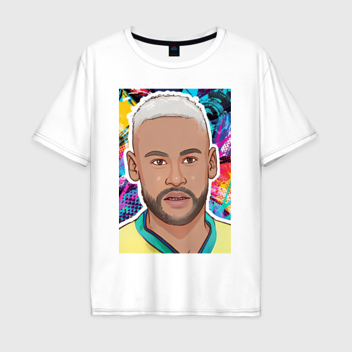 Мужская футболка хлопок Oversize с принтом Neymar Jr 10, вид спереди #2