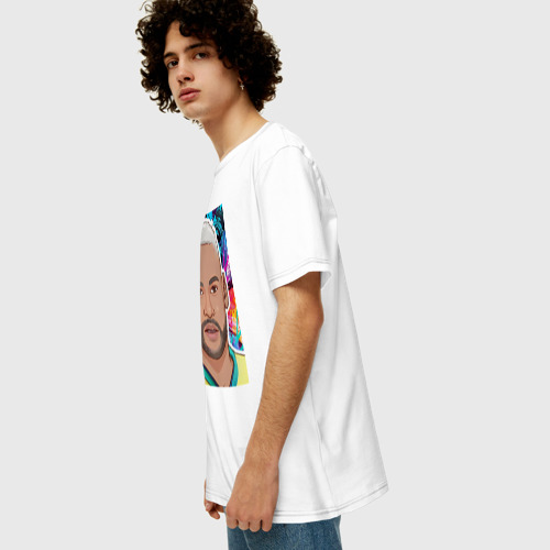 Мужская футболка хлопок Oversize с принтом Neymar Jr 10, вид сбоку #3