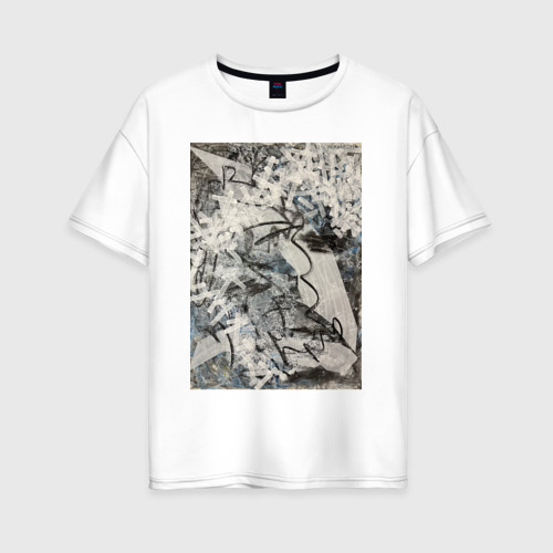 Женская футболка хлопок Oversize Абстракция небо, цвет белый