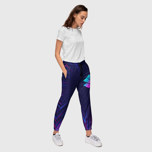 Женские брюки 3D с принтом Suzuki neon speed lines, вид сбоку #3
