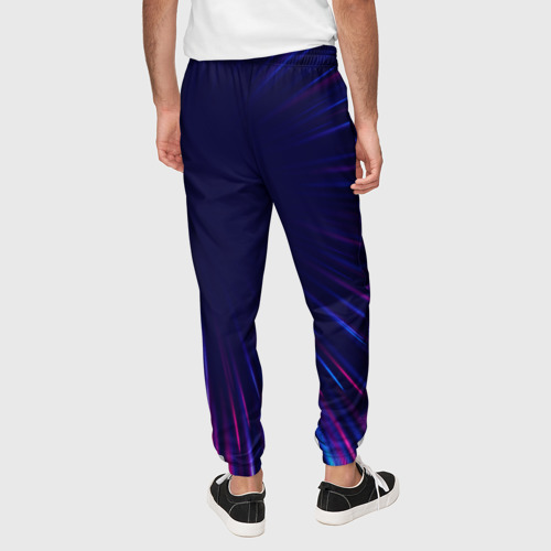 Мужские брюки 3D с принтом Suzuki neon speed lines, вид сзади #2