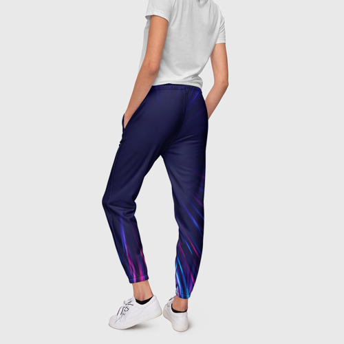 Женские брюки 3D с принтом Suzuki neon speed lines, вид сзади #2