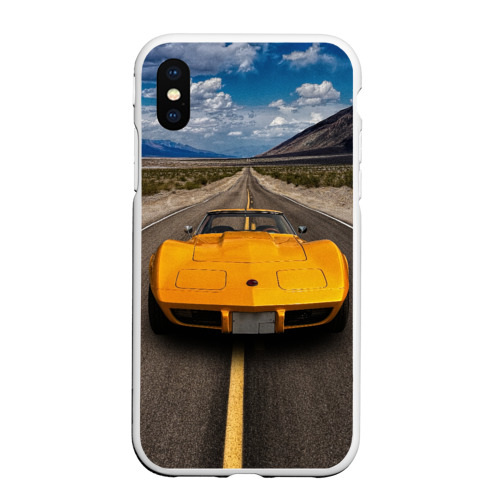 Чехол для iPhone XS Max матовый Ретро маслкар Chevrolet Corvette Stingray, цвет белый