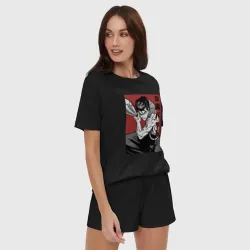 Женская пижама с шортиками хлопок Стальная Бита - фото 2