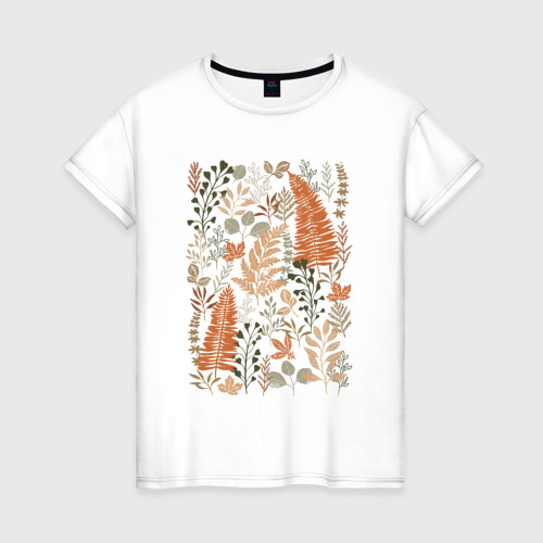 Женская футболка из хлопка с принтом Травы, вид спереди №1