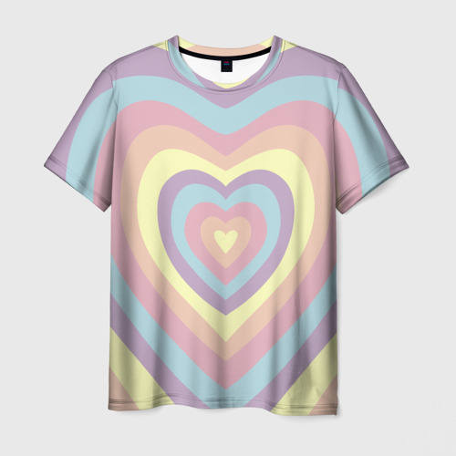 Мужская футболка 3D Сердца пастельные оттенки, цвет 3D печать