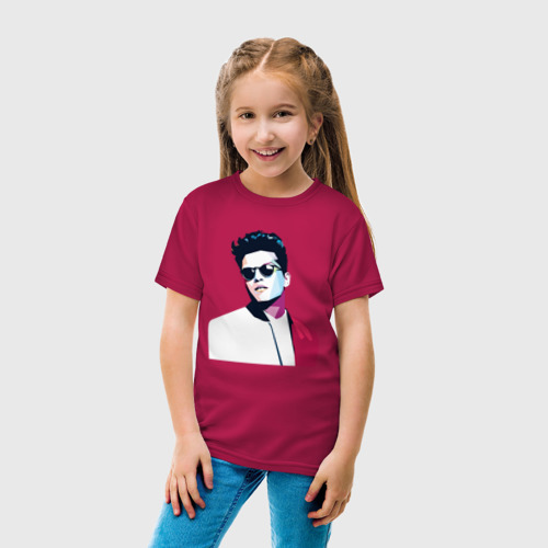 Детская футболка хлопок Бруно Марс, цвет маджента - фото 5
