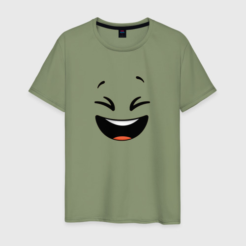 Мужская футболка хлопок с принтом Смайлик смех, вид спереди #2