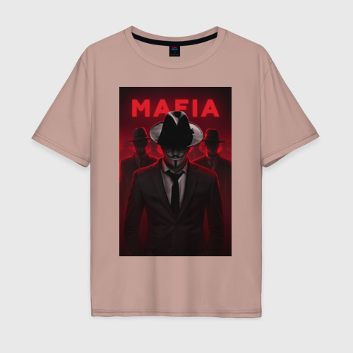 Мужская футболка хлопок Oversize с принтом Мафия анонимусов, вид спереди #2