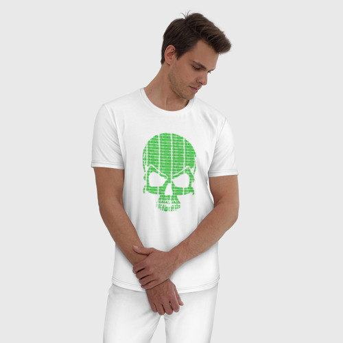 Мужская пижама хлопок с принтом Крутой программист двоичный код, фото на моделе #1