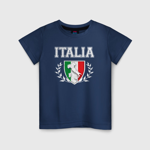 Детская футболка из хлопка с принтом Italy map, вид спереди №1