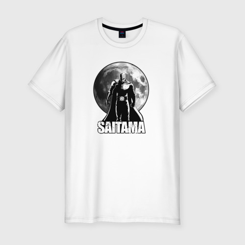 Мужская футболка хлопок Slim Сайтама - луна, цвет белый