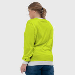Свитшот с принтом Генос - киборг для женщины, вид на модели сзади №3. Цвет основы: белый