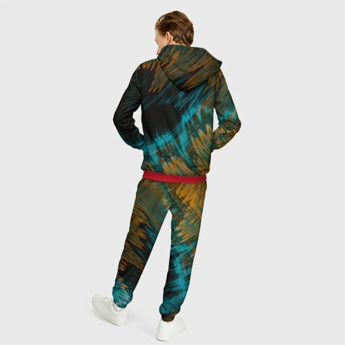 Мужской 3D костюм с принтом Переплетание двух цветов в абстракции, вид сзади #2