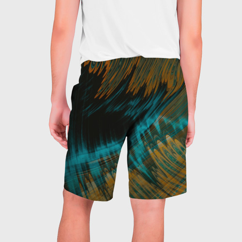 Мужские шорты 3D с принтом Переплетание двух цветов в абстракции, вид сзади #1