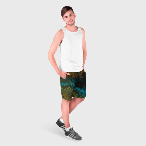 Мужские шорты 3D с принтом Переплетание двух цветов в абстракции, фото на моделе #1