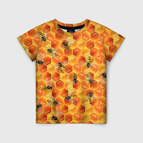 Детская футболка 3D с принтом Пчелки на мне, вид спереди #2