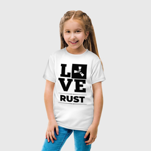 Детская футболка хлопок с принтом Rust love classic, вид сбоку #3