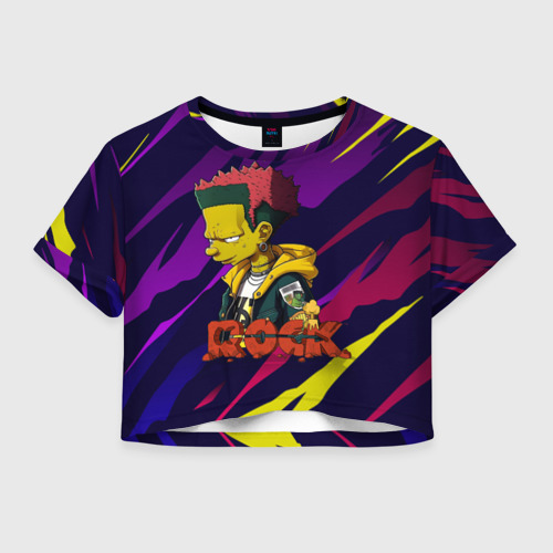 Женская футболка Crop-top 3D Rock Simpsons style, цвет 3D печать