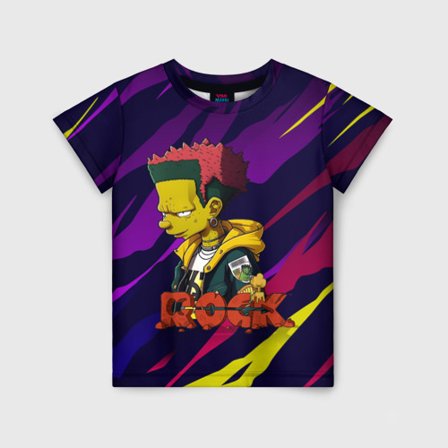 Детская футболка 3D с принтом Rock Simpsons style, вид спереди #2