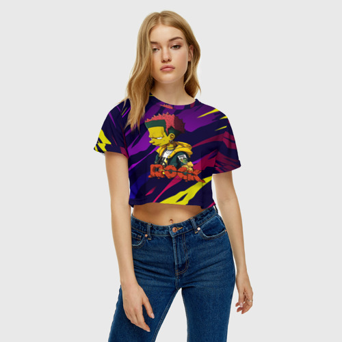 Женская футболка Crop-top 3D Rock Simpsons style, цвет 3D печать - фото 3