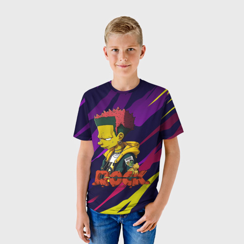 Детская футболка 3D с принтом Rock Simpsons style, фото на моделе #1