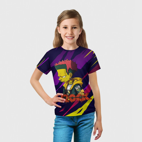 Детская футболка 3D с принтом Rock Simpsons style, вид сбоку #3