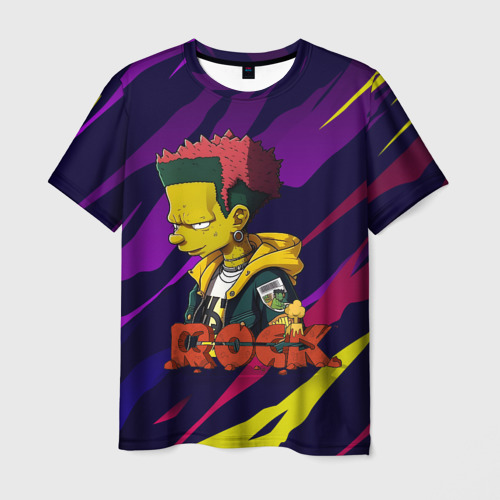Мужская футболка с принтом Rock Simpsons style, вид спереди №1