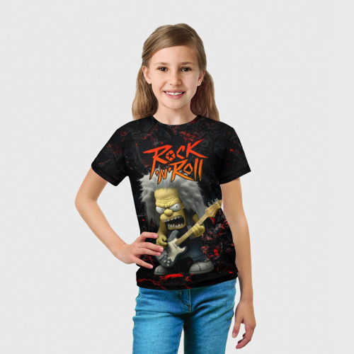 Детская футболка 3D Simpsons Rock and roll, цвет 3D печать - фото 5