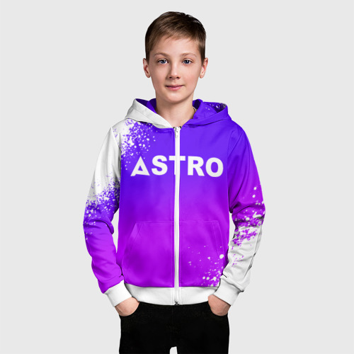 Детская толстовка 3D на молнии с принтом Астро логотип, фото на моделе #1