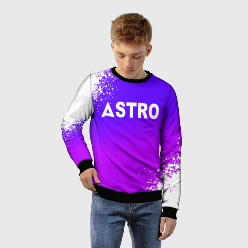 Детский свитшот 3D с принтом Астро логотип, фото на моделе #1