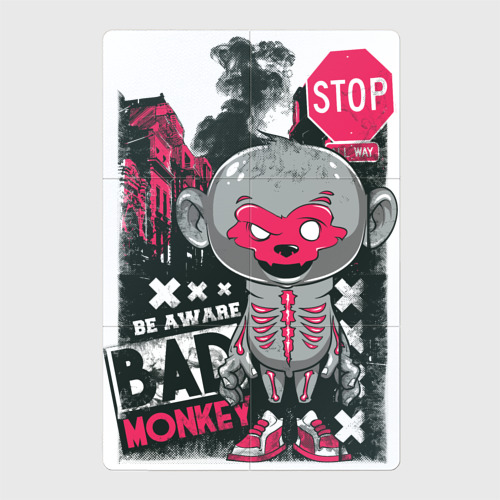 Магнитный плакат 2Х3 Bad Monkey be aware 