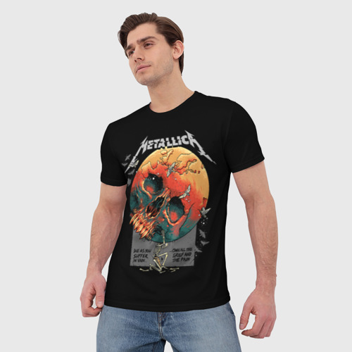 Мужская футболка 3D с принтом Metallica - Металлика, фото на моделе #1