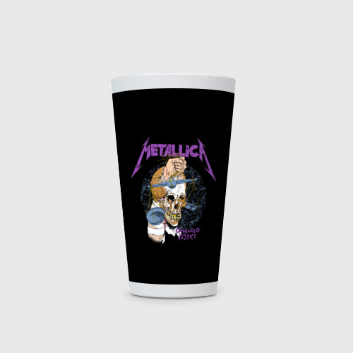Кружка Латте с принтом Metallica - damaged justice, фото на моделе #1