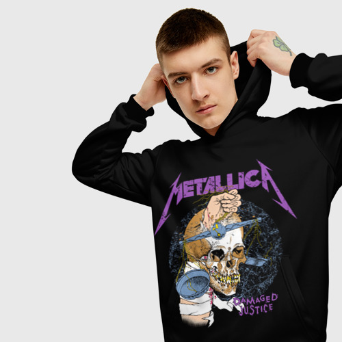 Мужская толстовка 3D с принтом Metallica - damaged justice, вид сбоку #3