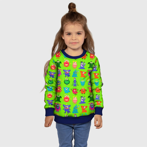 Детский свитшот 3D с принтом Разноцветные монстрики, фото #4