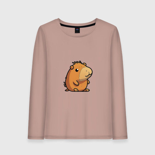 Женский лонгслив хлопок Capybara, цвет пыльно-розовый