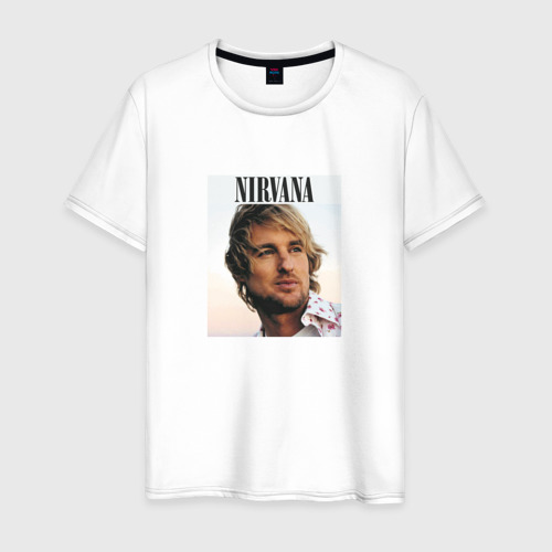 Мужская футболка из хлопка с принтом Nirvana Оуэн Уилсон пародия, вид спереди №1