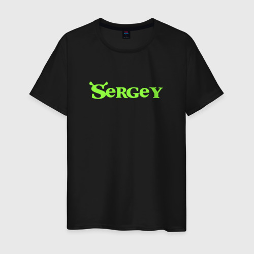 Мужская футболка хлопок Сергей в стиле Шрек, цвет черный