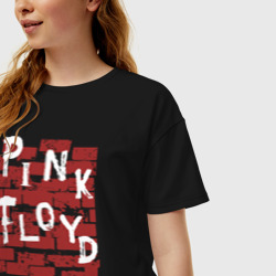 Женская футболка хлопок Oversize Рок музыка Pink Floyd стена - фото 2