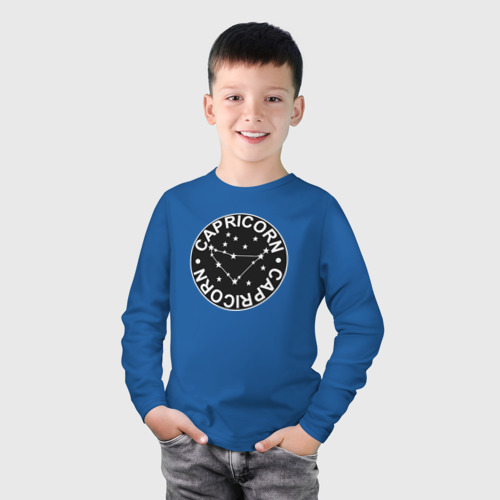 Детский лонгслив хлопок с принтом Козерог - знак зодиака, фото на моделе #1