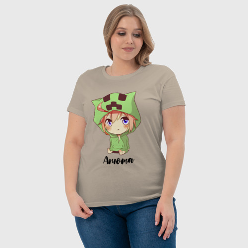 Женская футболка хлопок с принтом Анюта - Майнкрафт, фото #4