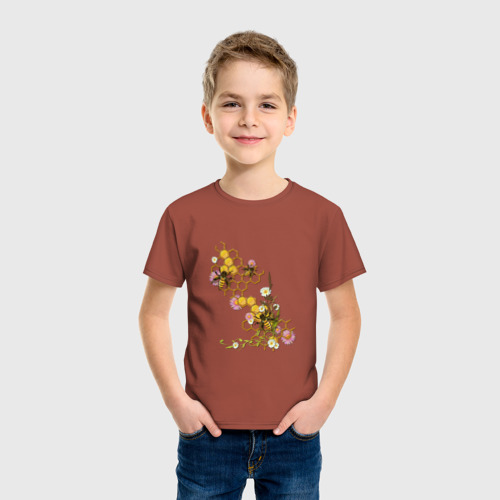 Детская футболка хлопок с принтом Соты для сладкого настроения, фото на моделе #1