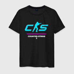 Мужская футболка хлопок Символ Counter-Strike 2 в неоновых цветах
